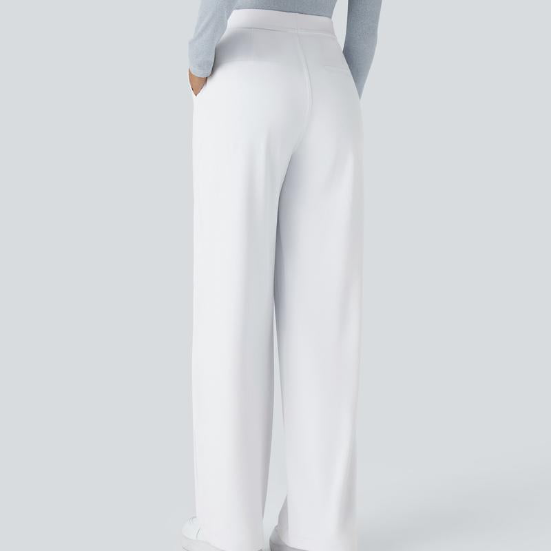 High Waisted Straight Pants With Side Pocket For Women
