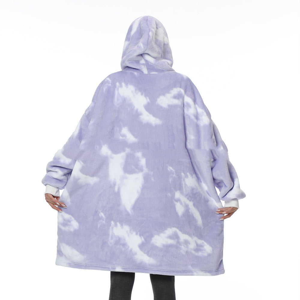 Cozy Flannel Hooded Nightgown Blanket Hoodie