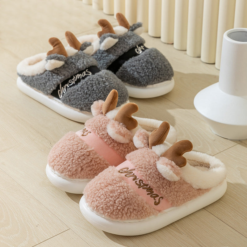 Christmas 3D Elk Horn Soft Cozy Slippers