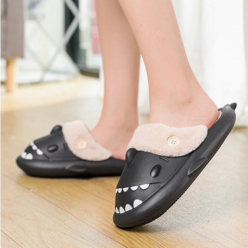 Winter Shark With Button Printed Slippers