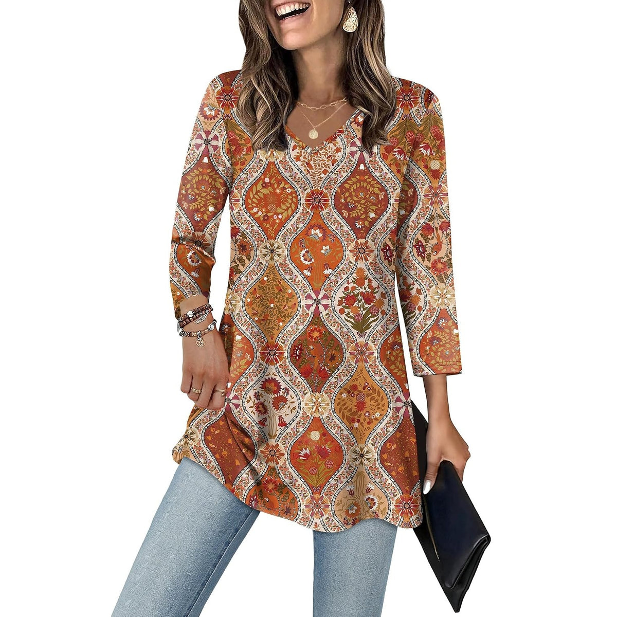 Casual Loose Sleeve Everyday Tunic Top For Women