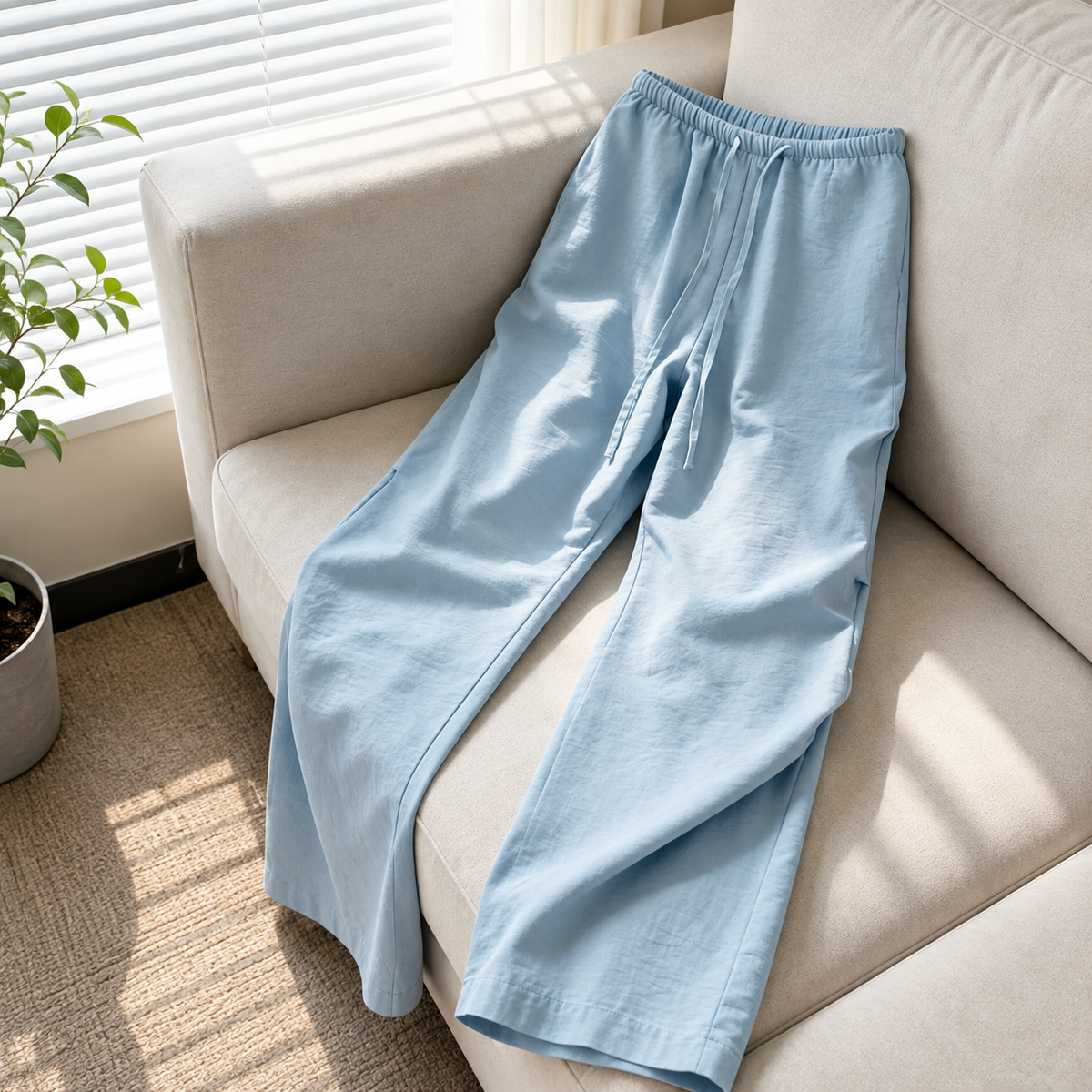 Linen Style High Rise Casual Everyday Vacation Pants For Women