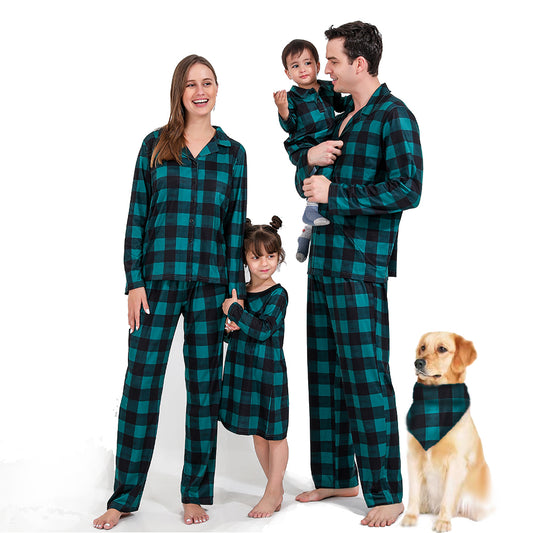 Plaid Pattern Christmas Family Matching Pajamas Set