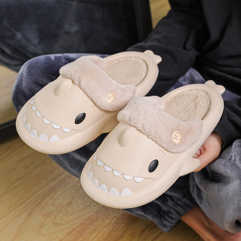 Winter Shark With Button Printed Slippers