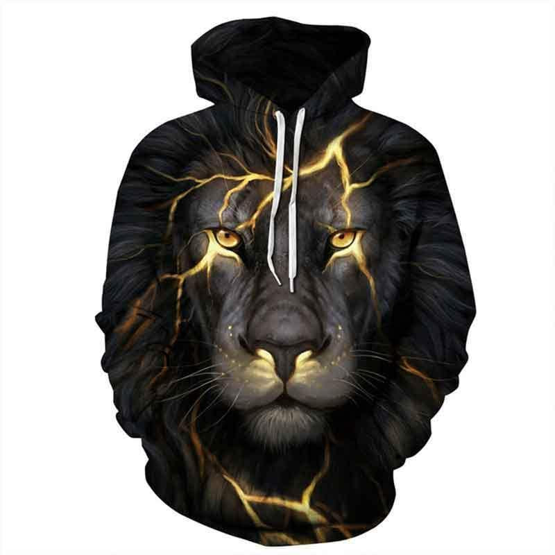 Lightning Lion King 3D-gedruckter Kapuzenpullover