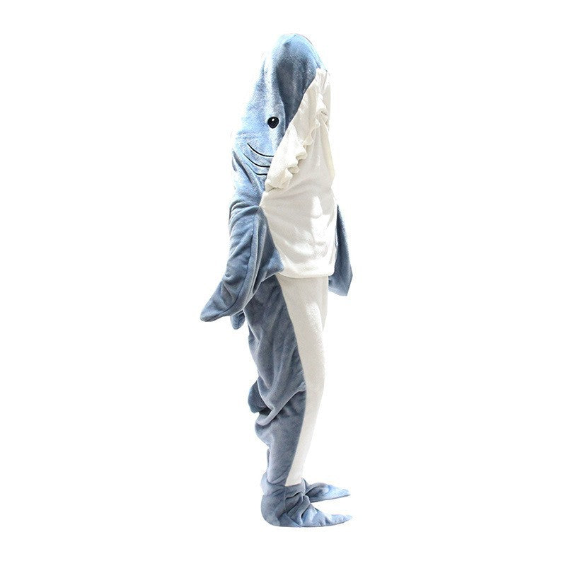 Ultra Soft Home Flannel Shark Hooded Blanket