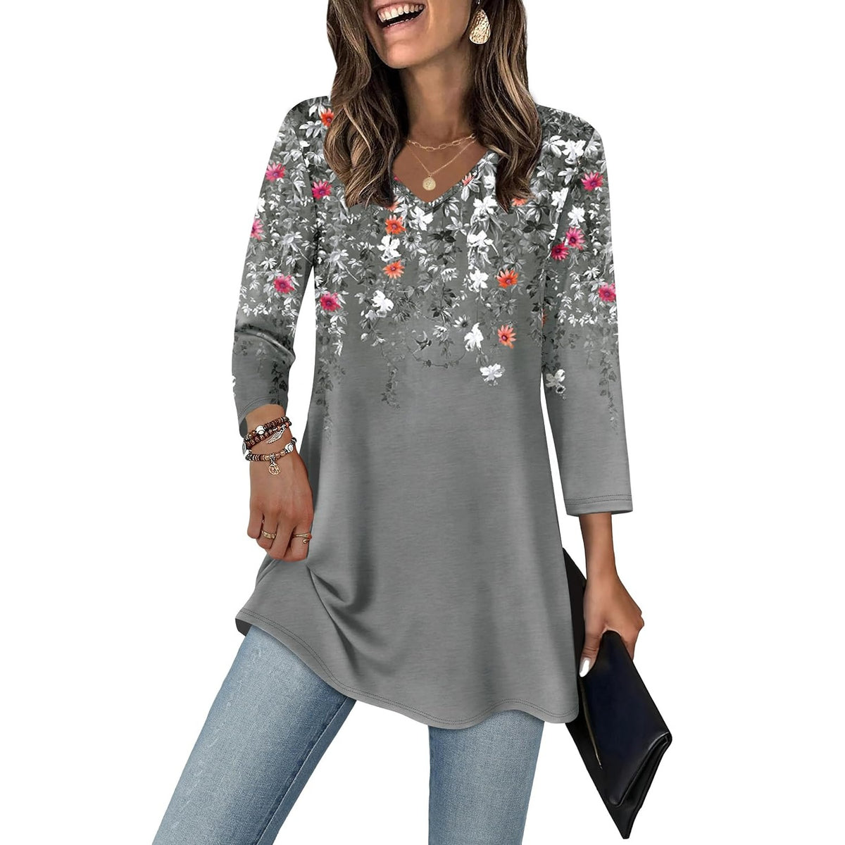 Casual Loose Sleeve Everyday Tunic Top For Women