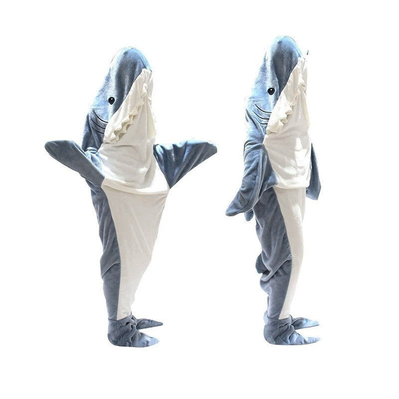 Ultra Soft Home Flannel Shark Hooded Blanket