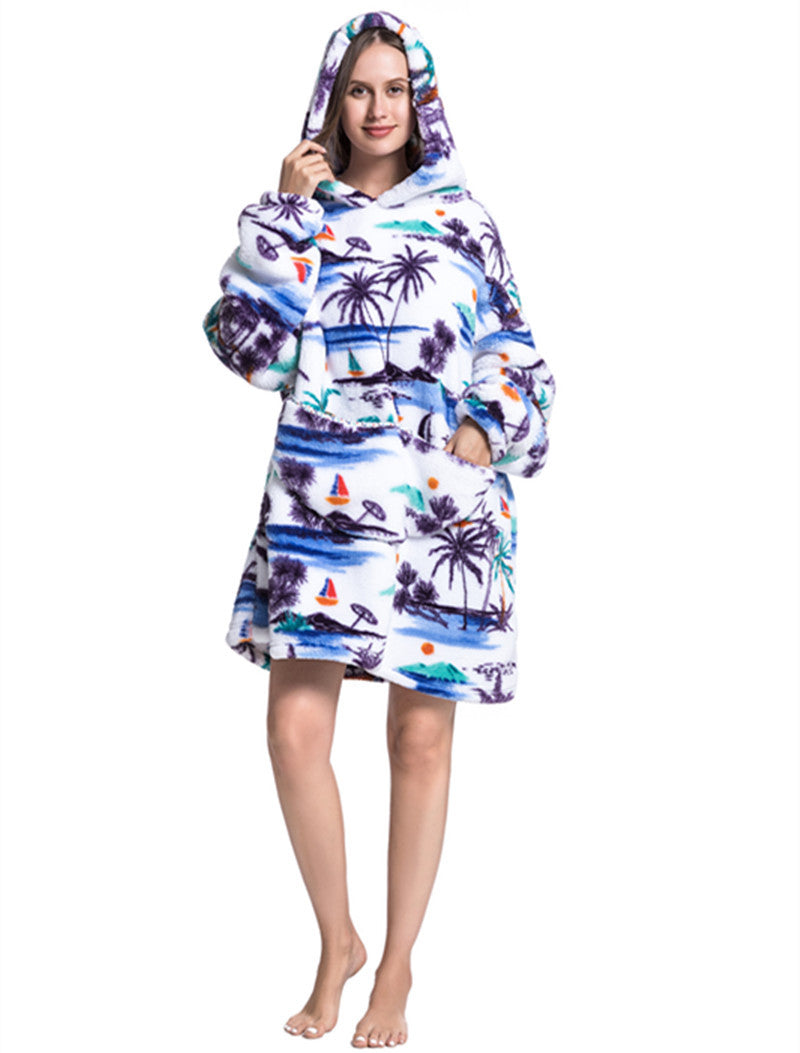 Winter Warm Thickened Hoodie Blanket