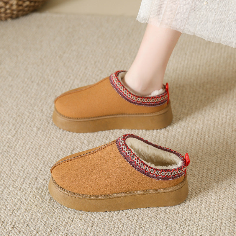 Fleece Lined Plush Thick Bottom Flat Shoe