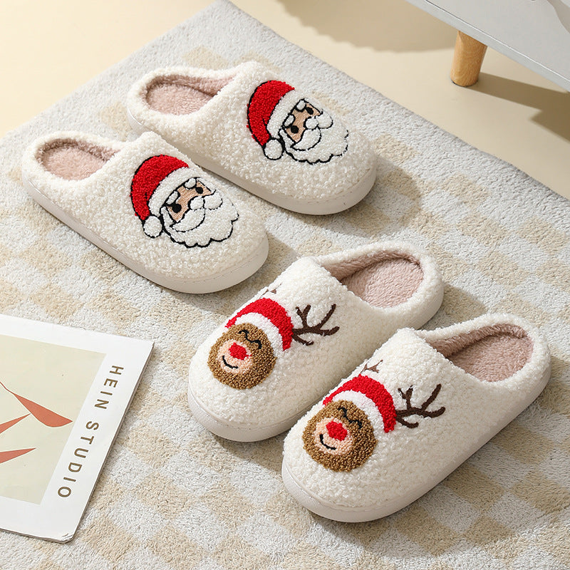 Cartoon Santa Claus Cotton Christmas Slippers