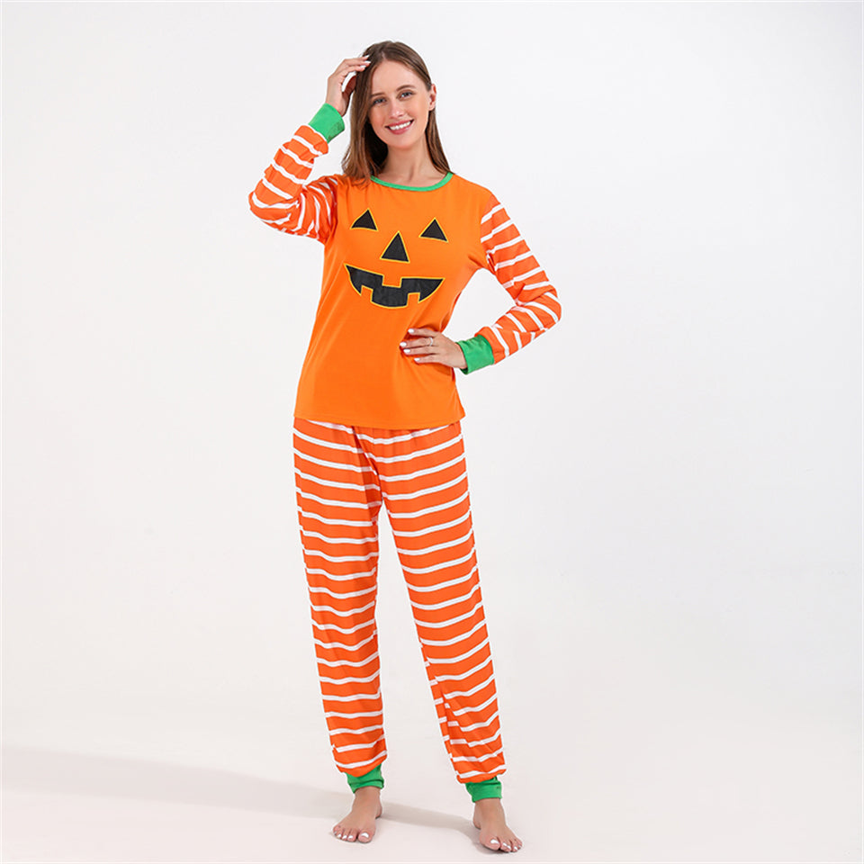 Passendes Familien-Pyjama-Set mit Halloween-Kürbis-Aufdruck