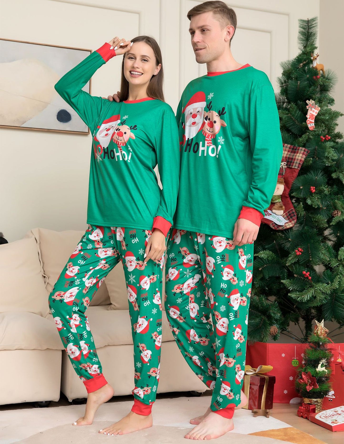 Ho Ho Ho Santa Christmas Family Matching Pajamas Set