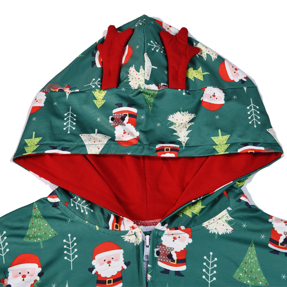 Weihnachten Tiny Santa Bedrucktes Familien-Matching-Overall-Pyjama-Set