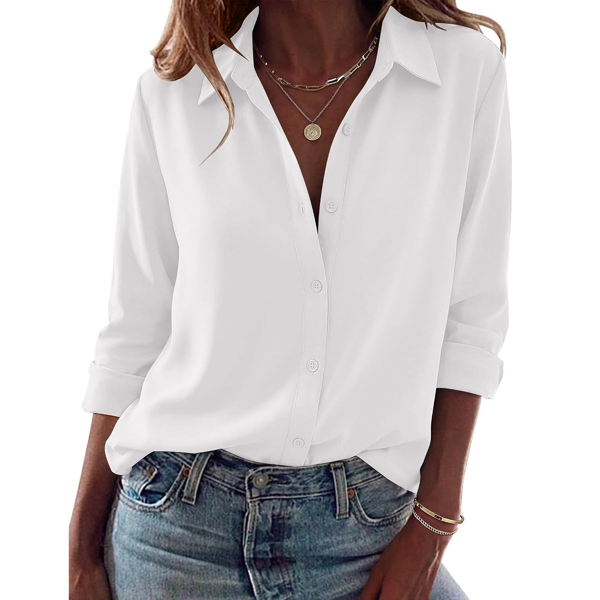 Casual Long Sleeve Button Down Shirt For Women