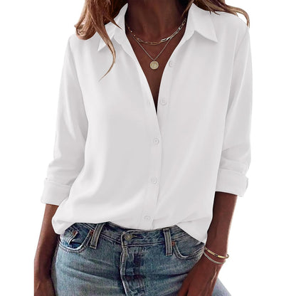 Casual Long Sleeve Button Down Shirt For Women