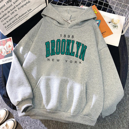 Brooklyn New York Printed Casual Hoodie