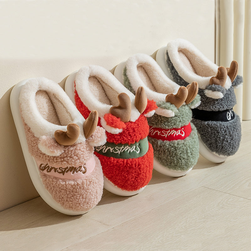 Christmas 3D Elk Horn Soft Cozy Slippers