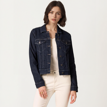 Classic Front Button Denim Jacket With Pockets