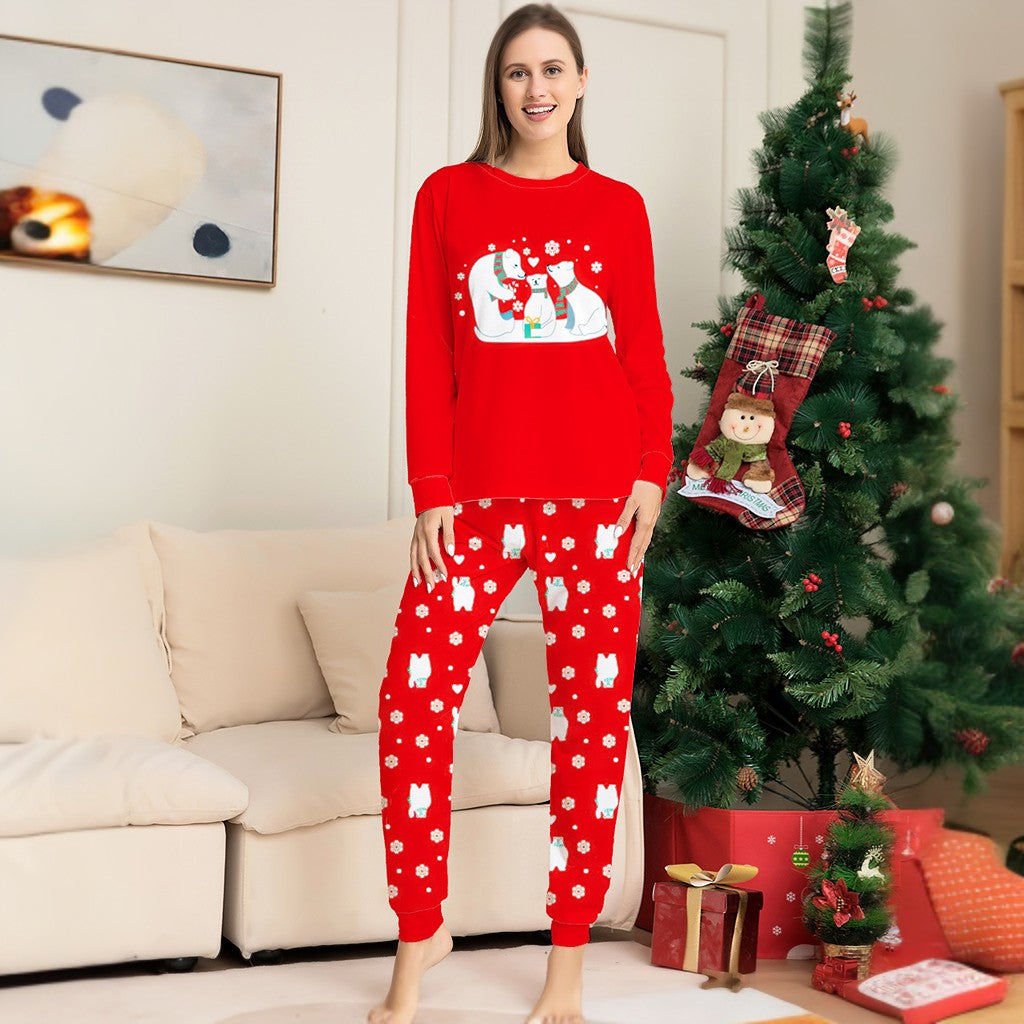 Polar Bear Printed Christmas Family Matching Pajamas Set