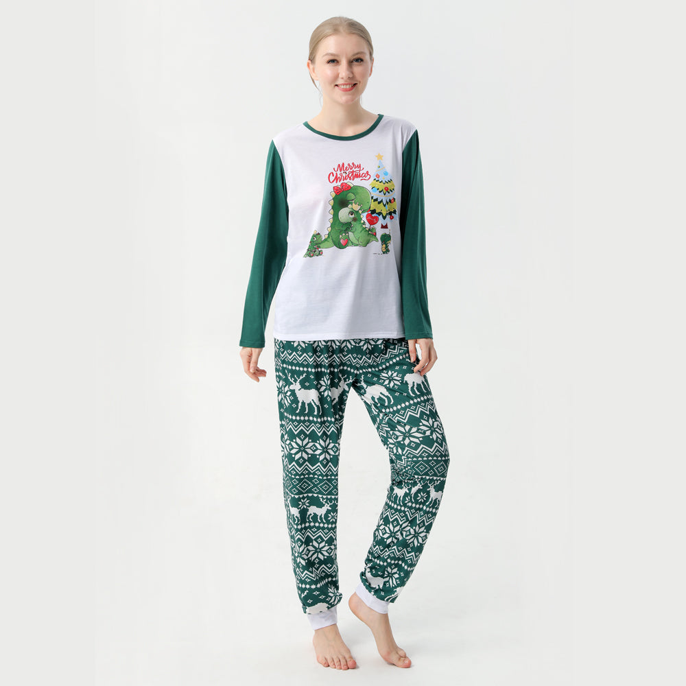 Dino And Dog Printed Christmas Family Matching Pajamas Set