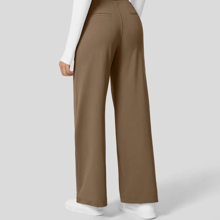 High Waisted Straight Pants With Side Pocket For Women