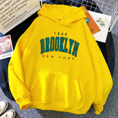 Brooklyn New York Printed Casual Hoodie