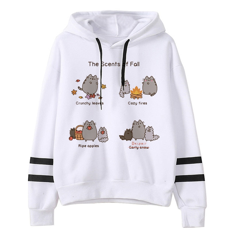 Sweat à capuche imprimé Pusheen en polaire décontracté