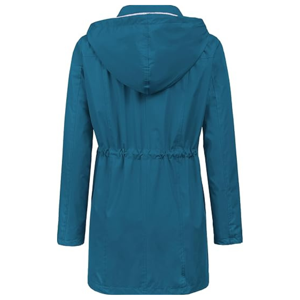 Waterproof Long Hooded Trench Coat Lined Windbreaker Travel Jacket