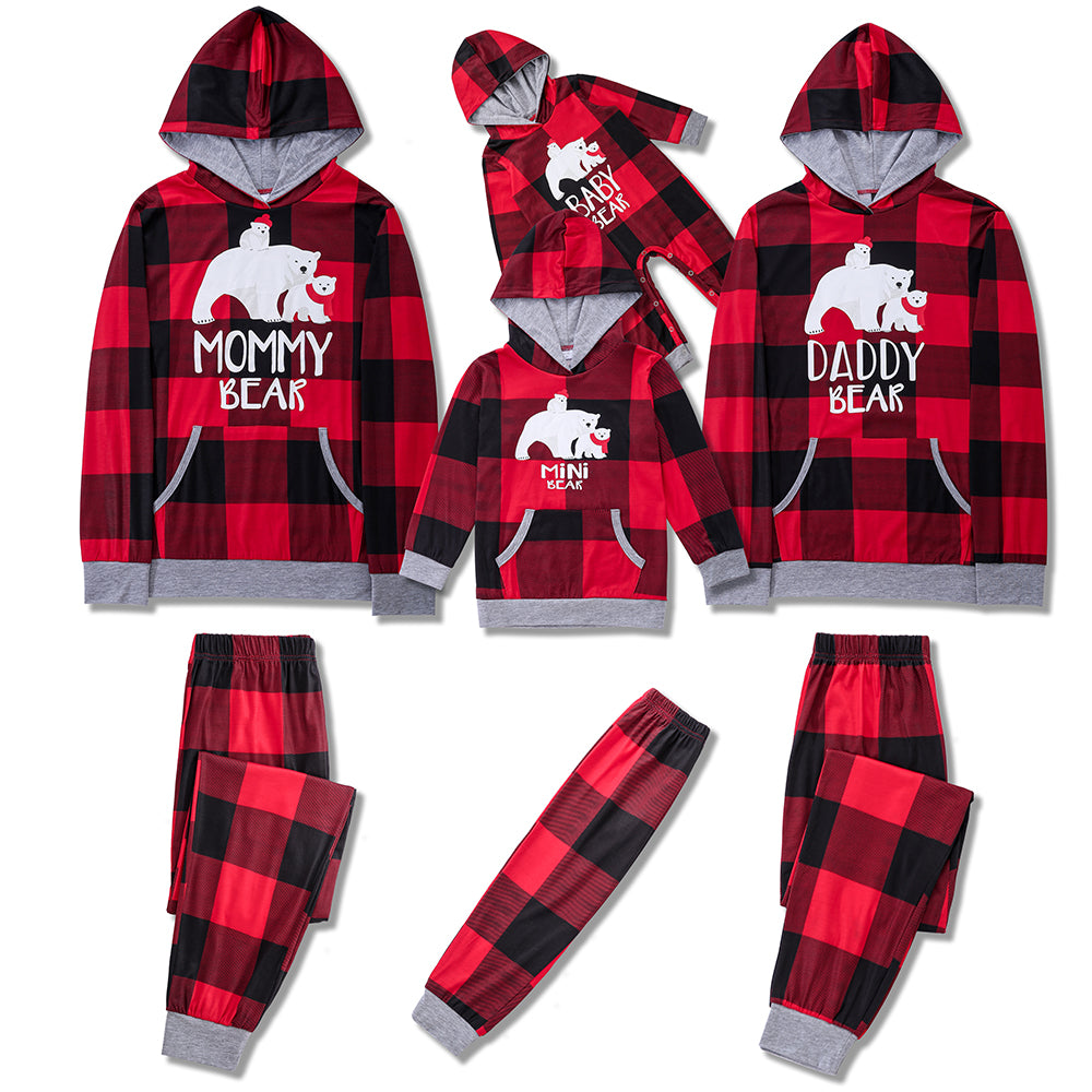 Weihnachtsbär-Familien-passendes Hoodie-Pyjama-Set