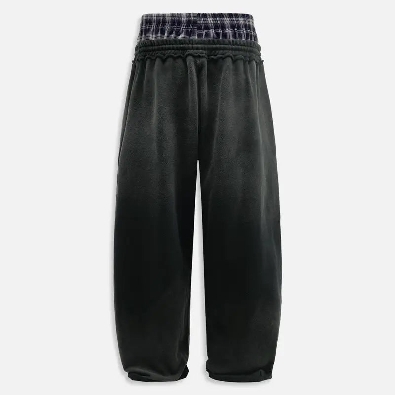 Loose Vintage Plaid Patchwork Sweatpants For Men And Women