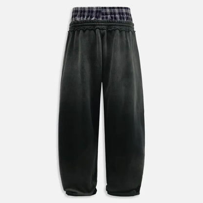 Loose Vintage Plaid Patchwork Sweatpants For Men And Women