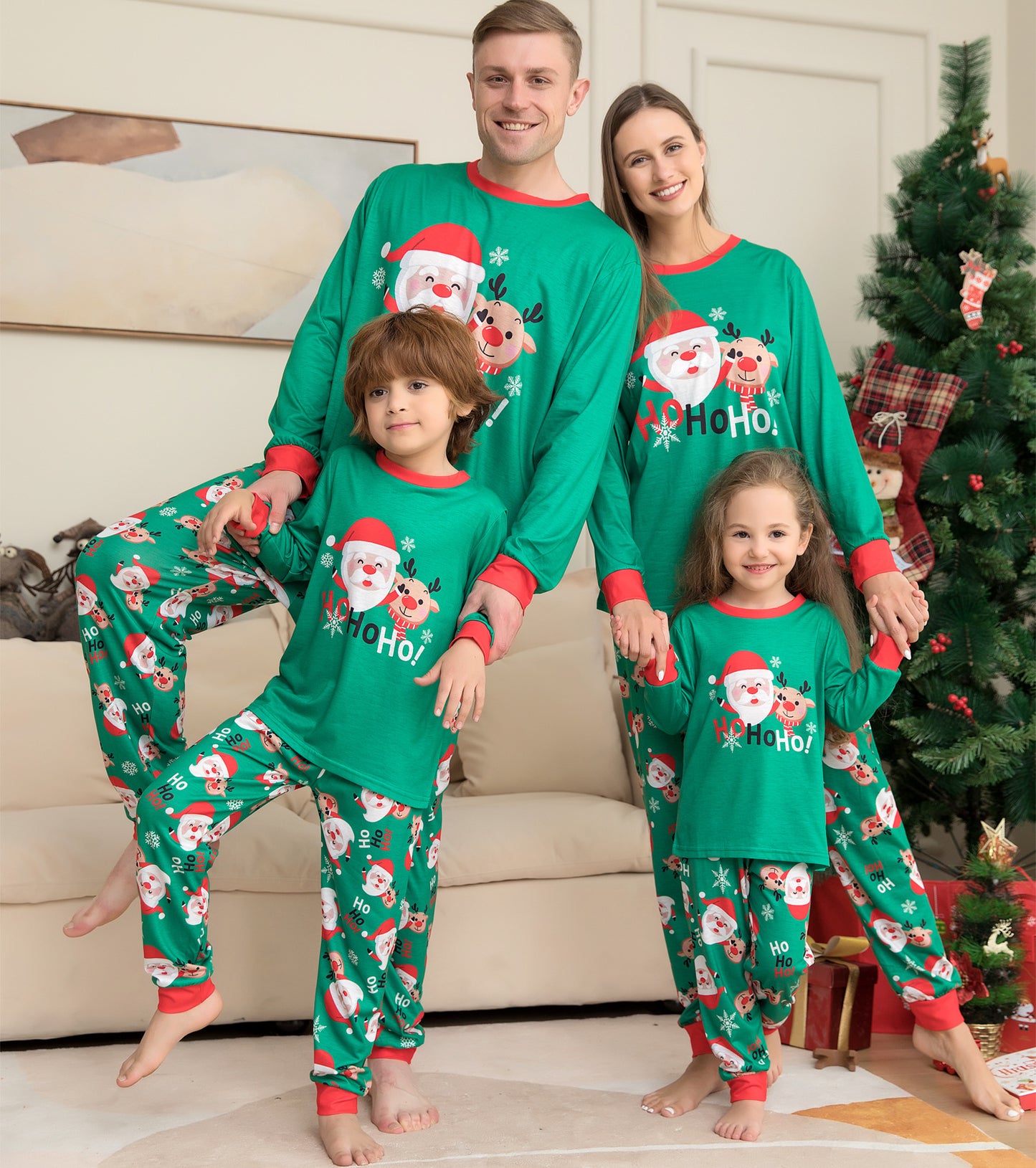 Ho Ho Ho Santa Christmas Family Matching Pajamas Set