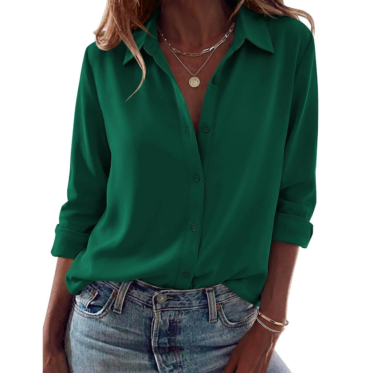 Casual Long Sleeve Button Down Shirt For Women