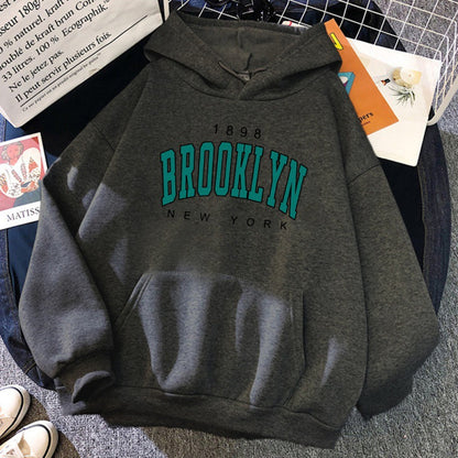 Brooklyn New York Printed Casual Hoodie