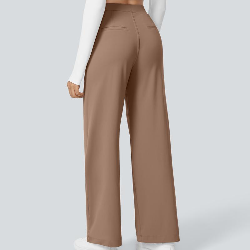 High Waisted Straight Pants With Side Pocket For Women
