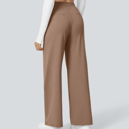 High Waisted Straight Pants With Side Pocket For Women