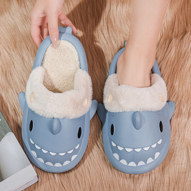 Winter Shark With Button Printed Slippers