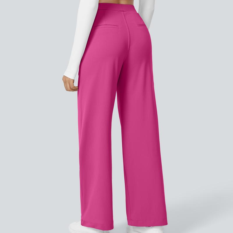 High Waisted Straight Pants With Side Pocket For Women