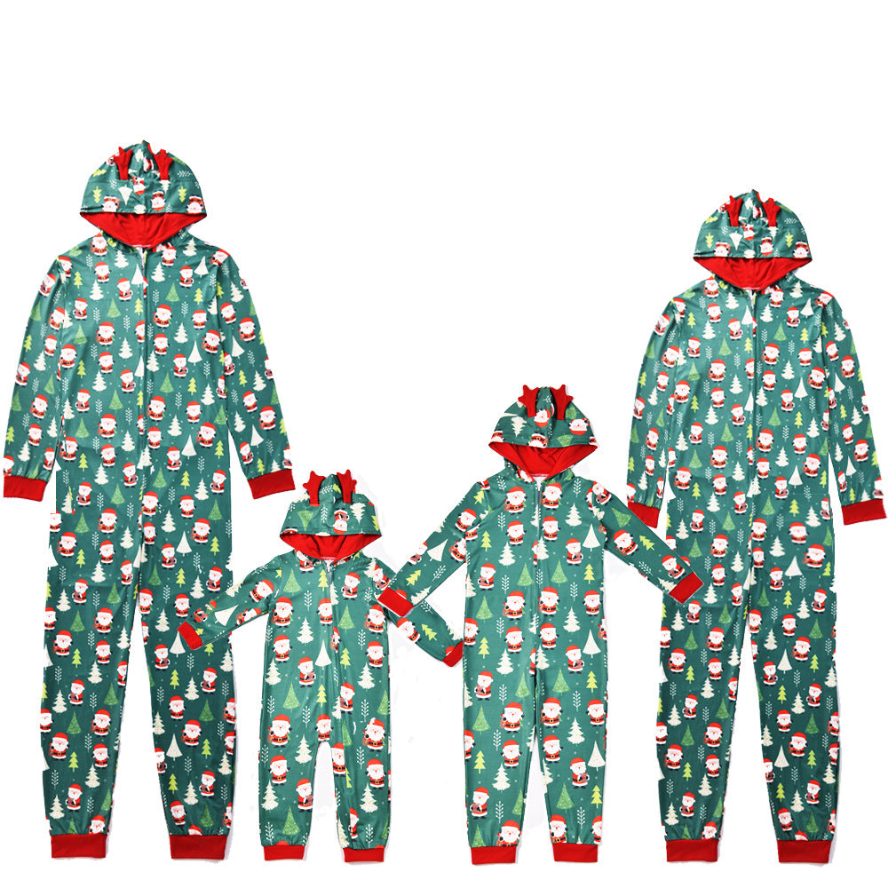 Christmas Tiny Santa Printed Family Matching Jumpsuit Pajama Set