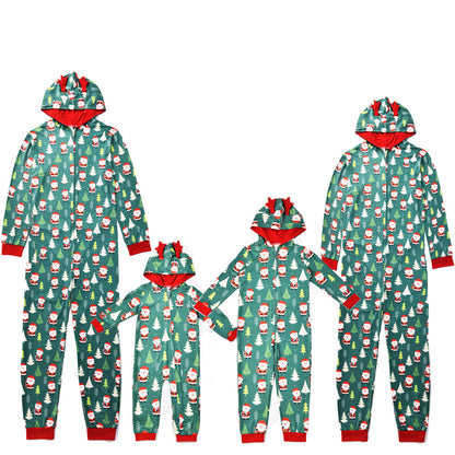 Weihnachten Tiny Santa Bedrucktes Familien-Matching-Overall-Pyjama-Set