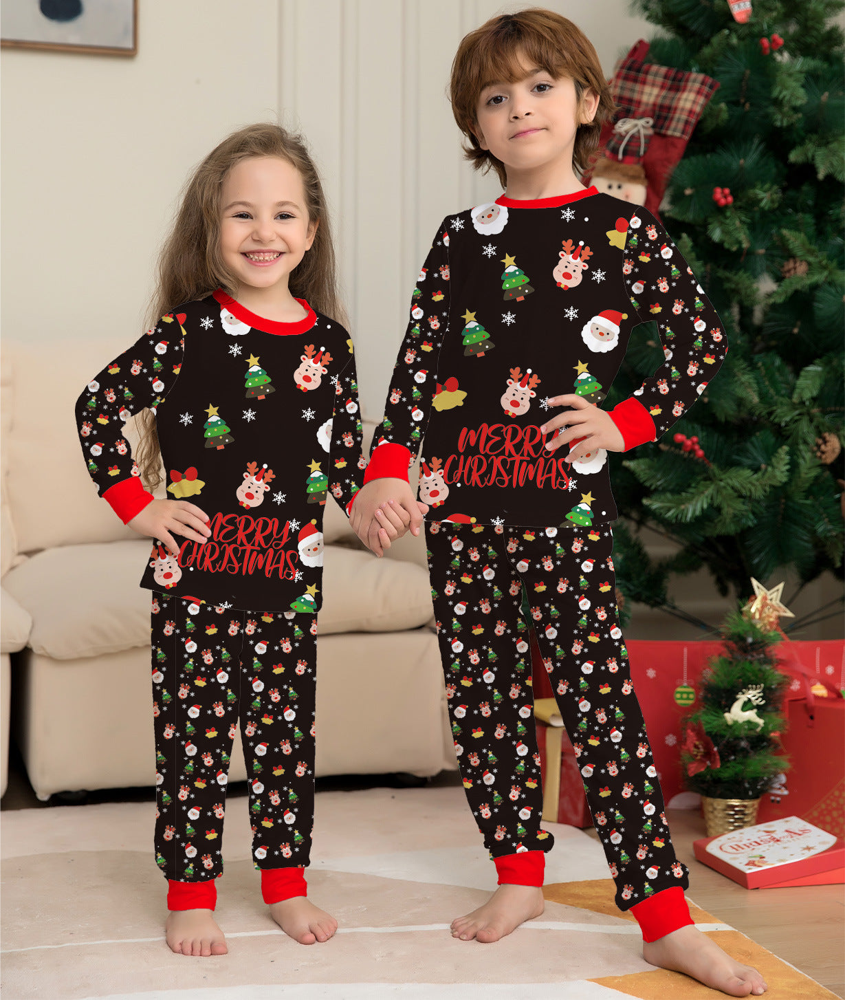 Ensemble de pyjama assorti pour la famille imprimé de Noël à la mode