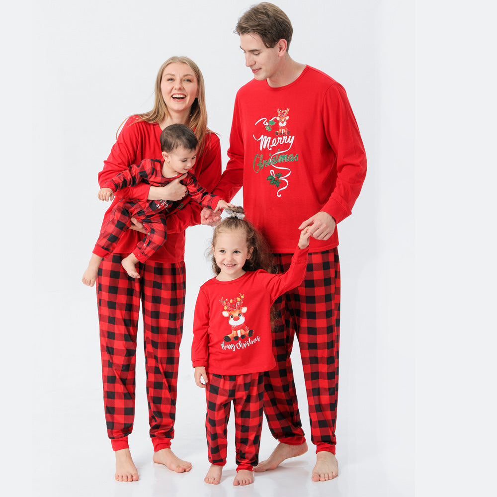 Ensemble de pyjama assorti pour la famille imprimé élan joyeux Noël