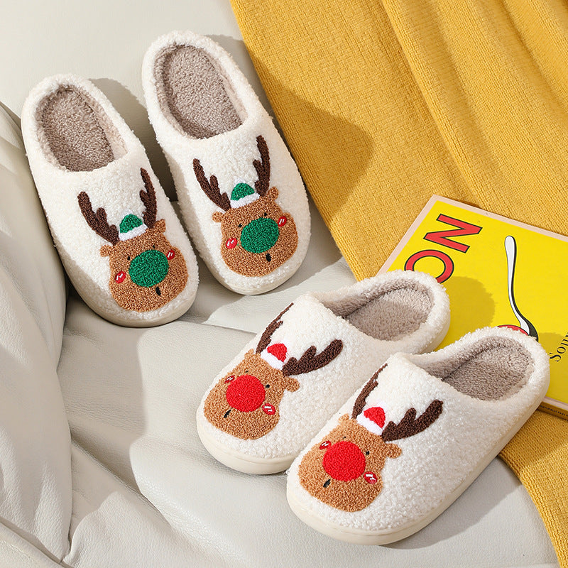 Christmas Elk Printed Soft Cozy Slippers