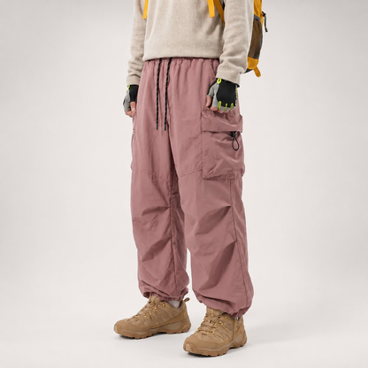 Lightweight Baggy Cargo Parachute Pants With Elastic Waist