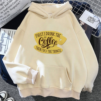 Casual Graphic Text Printed Pullover Hoodie