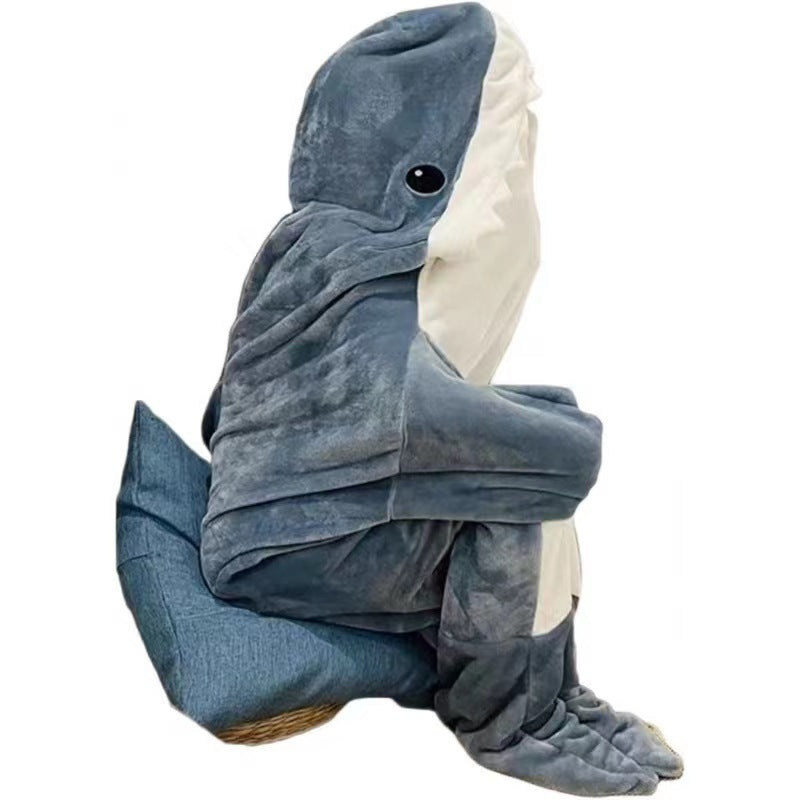 Ultra Soft Home Flannel Shark Hooded Blanket