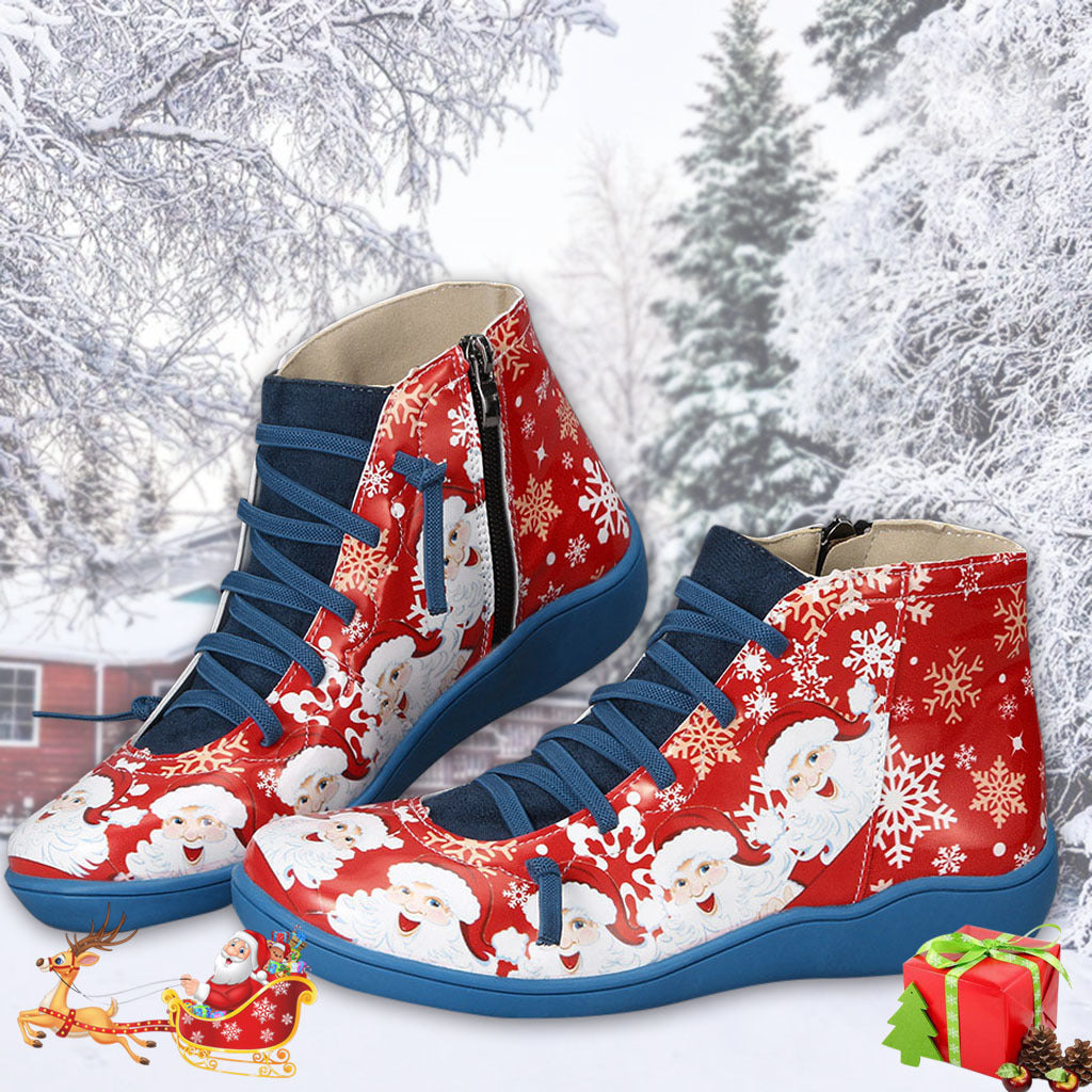 Chaussures plates imprimées de flocon de neige du père Noël de Noël