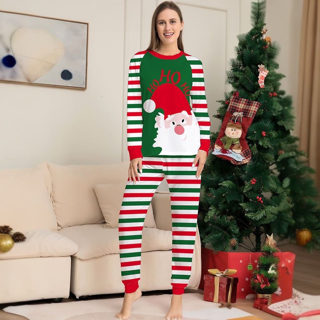 Ho Ho Ho Santa Printed Christmas Family Matching Pajamas Set