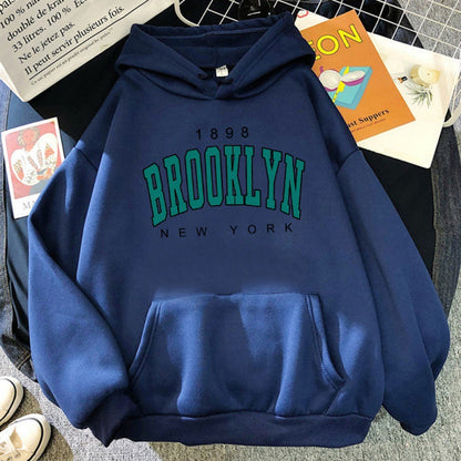 Brooklyn New York Printed Casual Hoodie